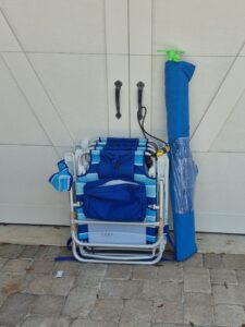 730ba335-9311-4960-9f30-63d50b762847 2 Backpack chairs and 1 umbrella